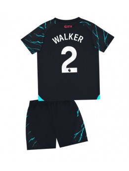 Billige Manchester City Kyle Walker #2 Tredjedraktsett Barn 2023-24 Kortermet (+ Korte bukser)